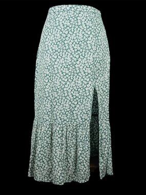 Abercrombie & Fitch Midi Skirt Sz XS Green Floral Ditsy Print Fairy Festival